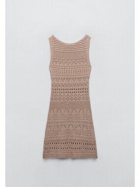 Zara pointelle knit crochet dress